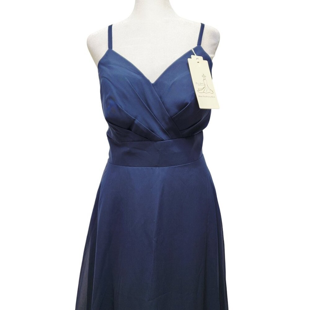 Elegant Navy Blue V-Neck Wedding party dress Size 6 - Picture 3 of 11